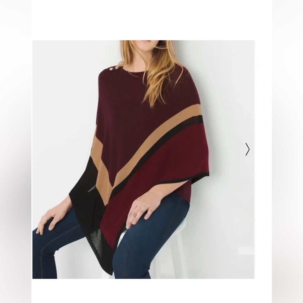 White House Black Market Color Block Poncho